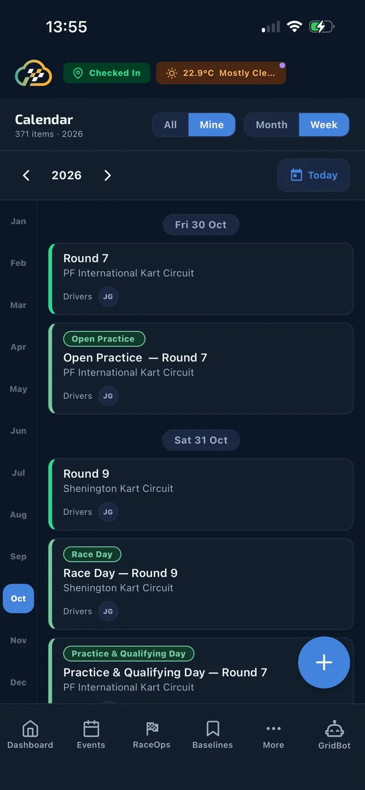 Calendar with events and journal