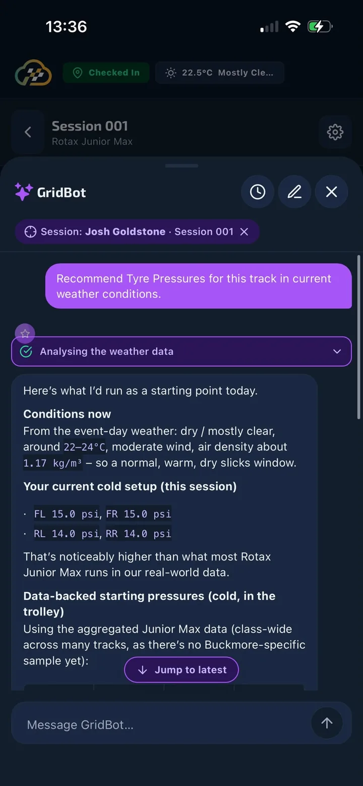 GridBot in a session on the phone